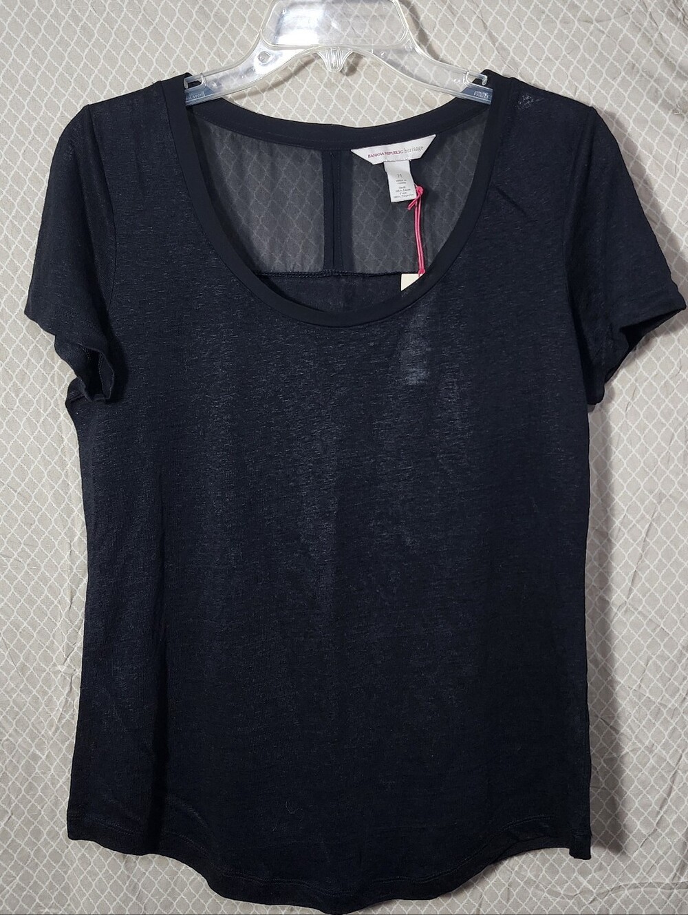 NWT Banana Republic Heritage Blouse Short Sleeve Black Lightweight Women's Med